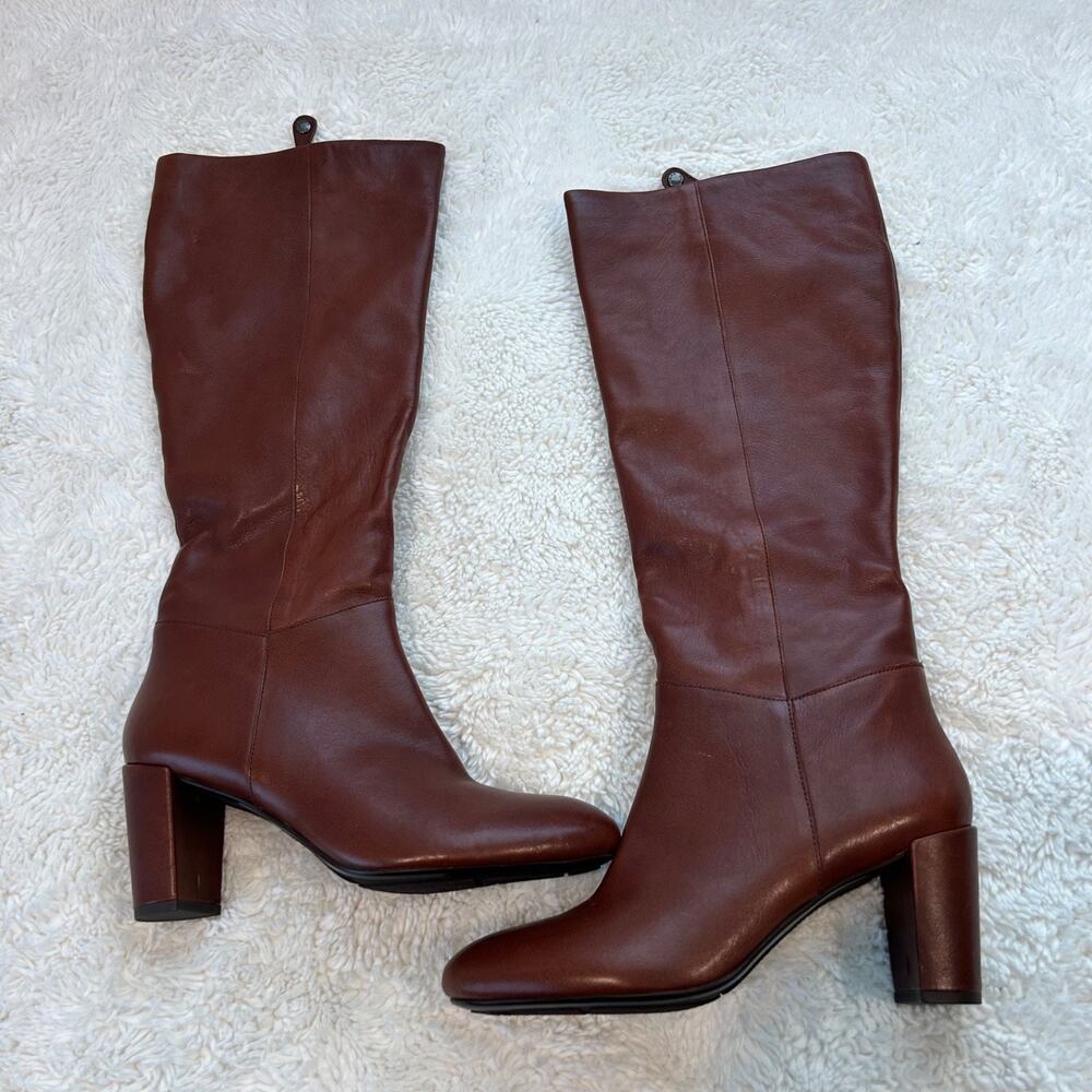 Geox Womens VTG Brown Leather Knee High Heel Boots Boho Chic Western Cowboy 9 - Picture 2 of 8